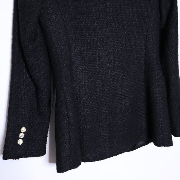 ZARA Double Breasted Textured Blazer Woven Tweed Black Gold Button Women's XS - Picture 11 of 15